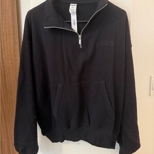 PINK Victoria's Secret Black Half-Zip Pullover Sweatshirt
